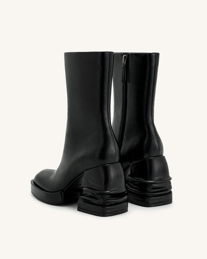 Jw Pei Saylor Round Toe Platform Ankle Boots Black