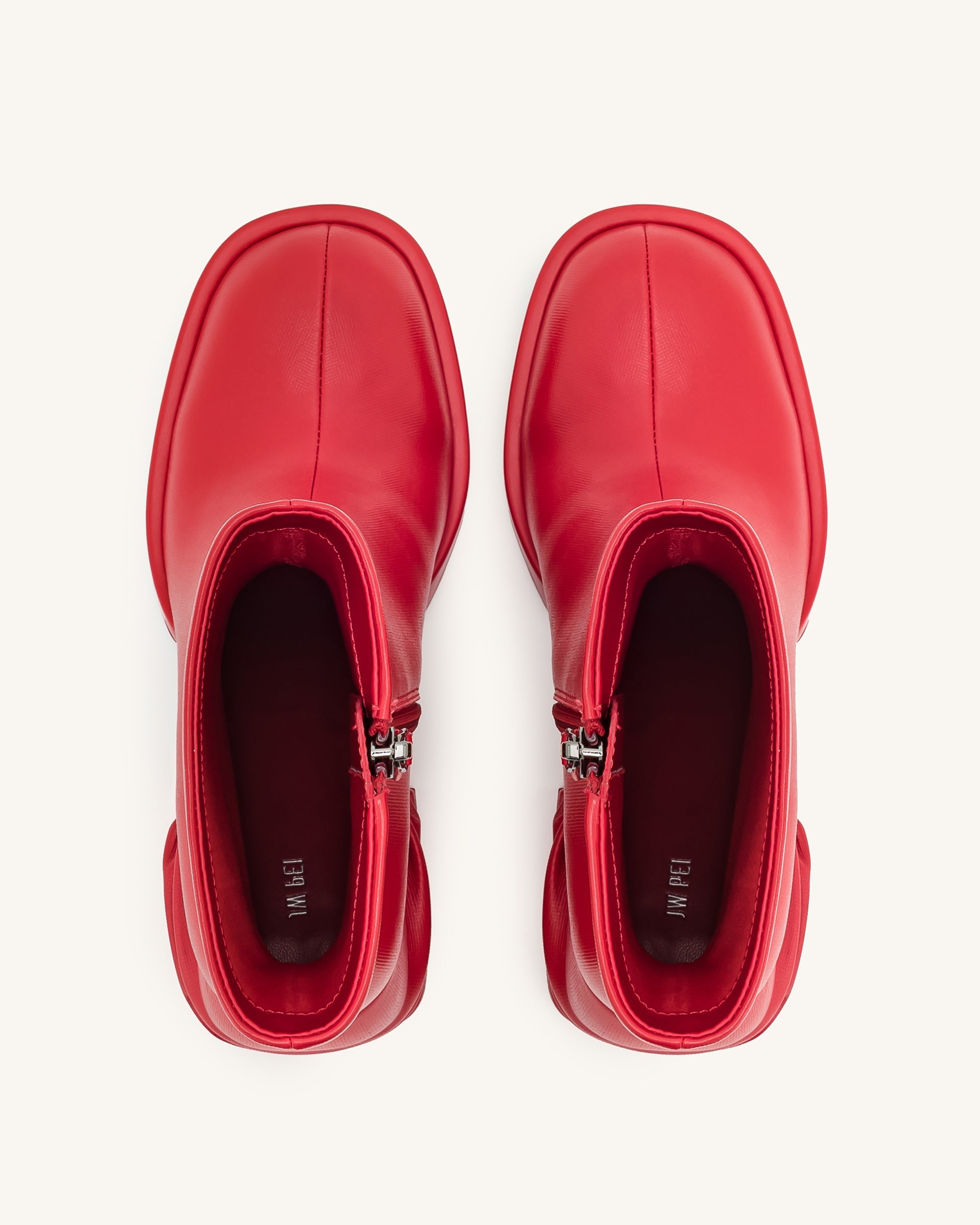 Jw Pei Saylor Round Toe Platform Ankle Boots Red