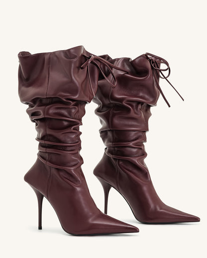 Jw Pei Olivia Leather High Heel Boots Burgundy