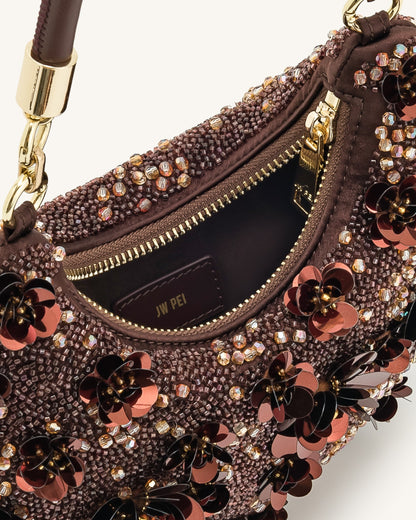 Jw Pei Livia Beaded Floral Hobo Bag Brown