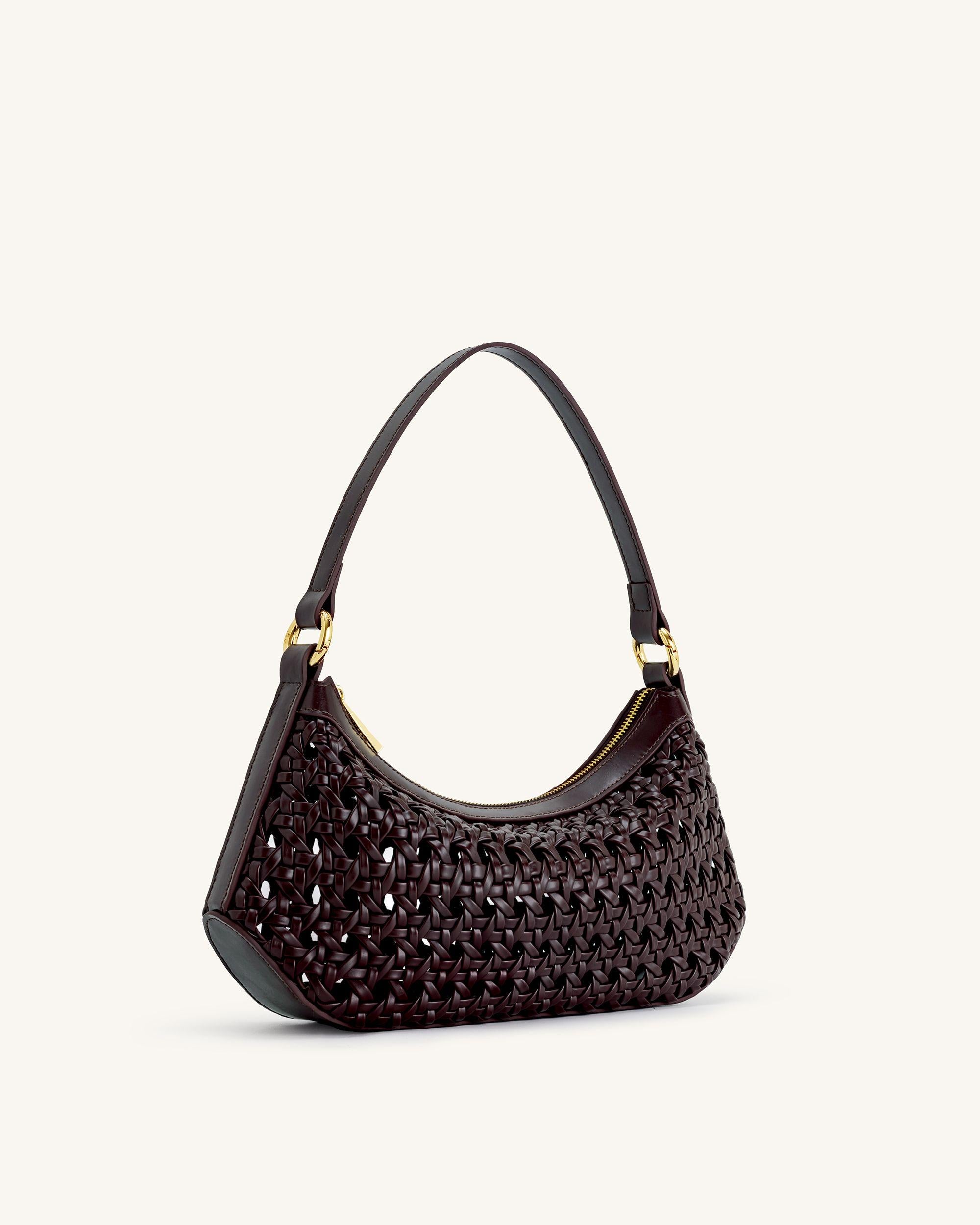 Jw Pei Lily Faux Bamboo Woven Shoulder Bag Deep Claret