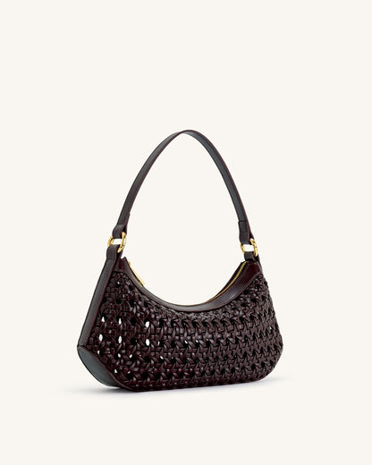 Jw Pei Lily Faux Bamboo Woven Shoulder Bag Deep Claret