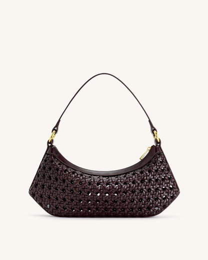 Jw Pei Lily Faux Bamboo Woven Shoulder Bag Deep Claret