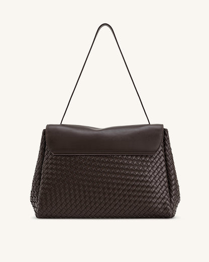 Jw Pei Hilary Woven Shoulder Bag Dark Brown