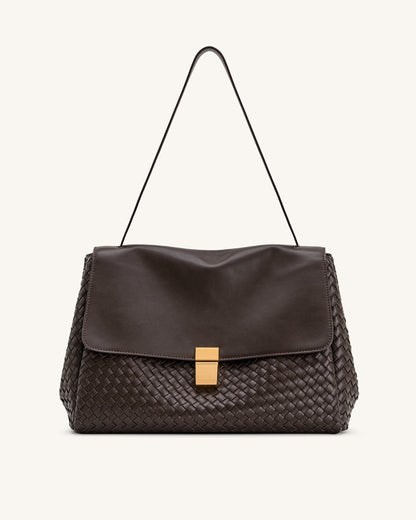 Jw Pei Hilary Woven Shoulder Bag Dark Brown