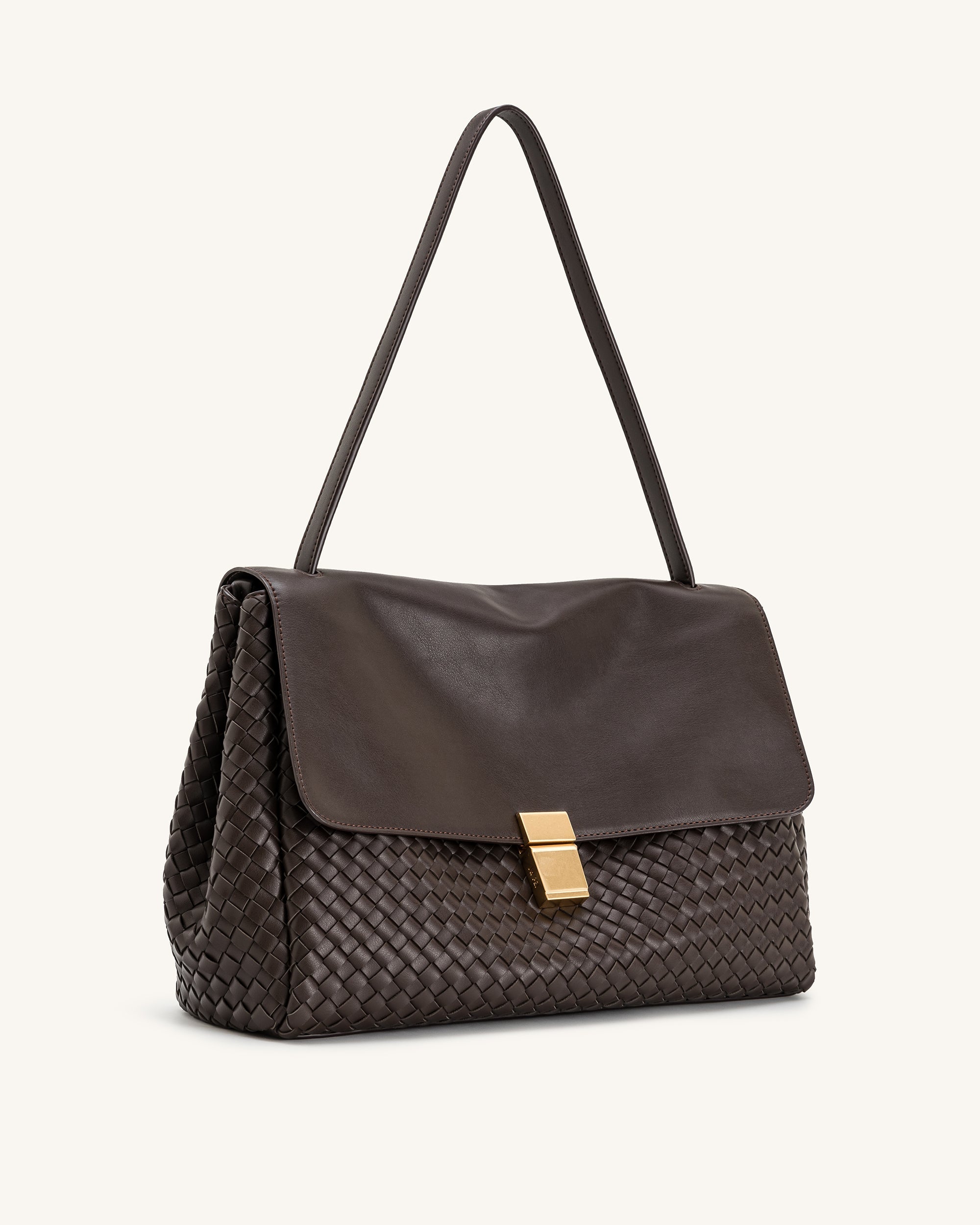 Jw Pei Hilary Woven Shoulder Bag Dark Brown