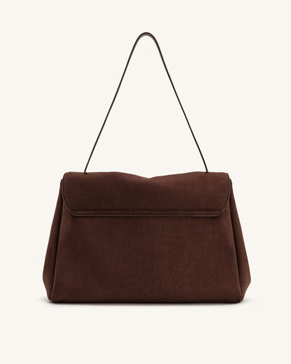 Jw Pei Hilary Faux Suede Shoulder Bag Dark Brown