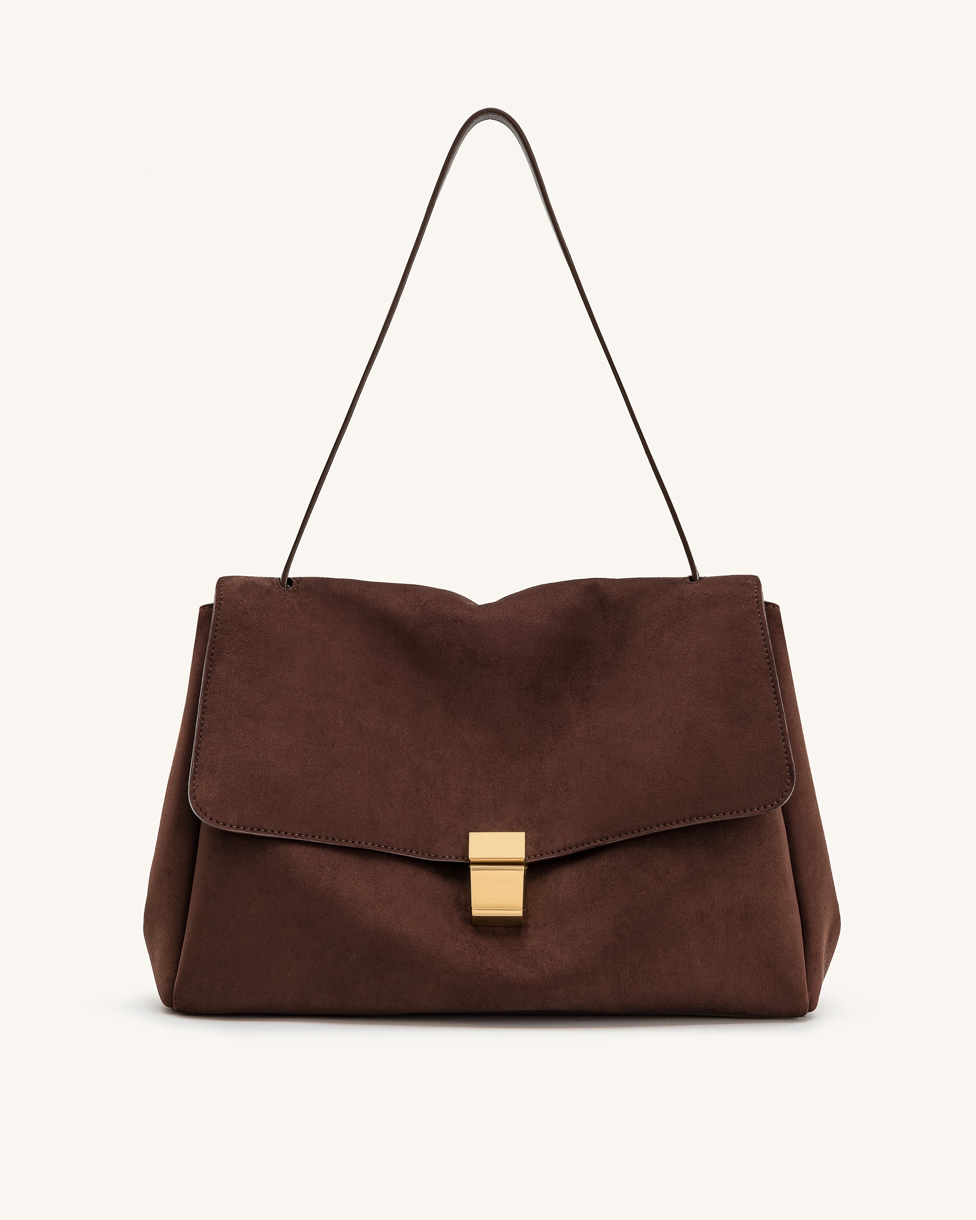 Jw Pei Hilary Faux Suede Shoulder Bag Dark Brown