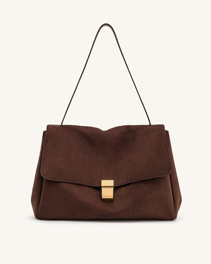 Jw Pei Hilary Faux Suede Shoulder Bag Dark Brown
