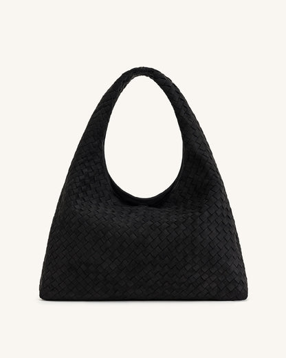 Jw Pei Laura Faux Suede Woven Shoulder Bag Black