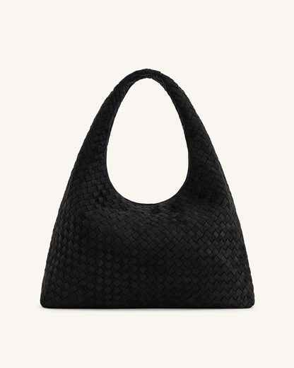 Jw Pei Laura Faux Suede Woven Shoulder Bag Black