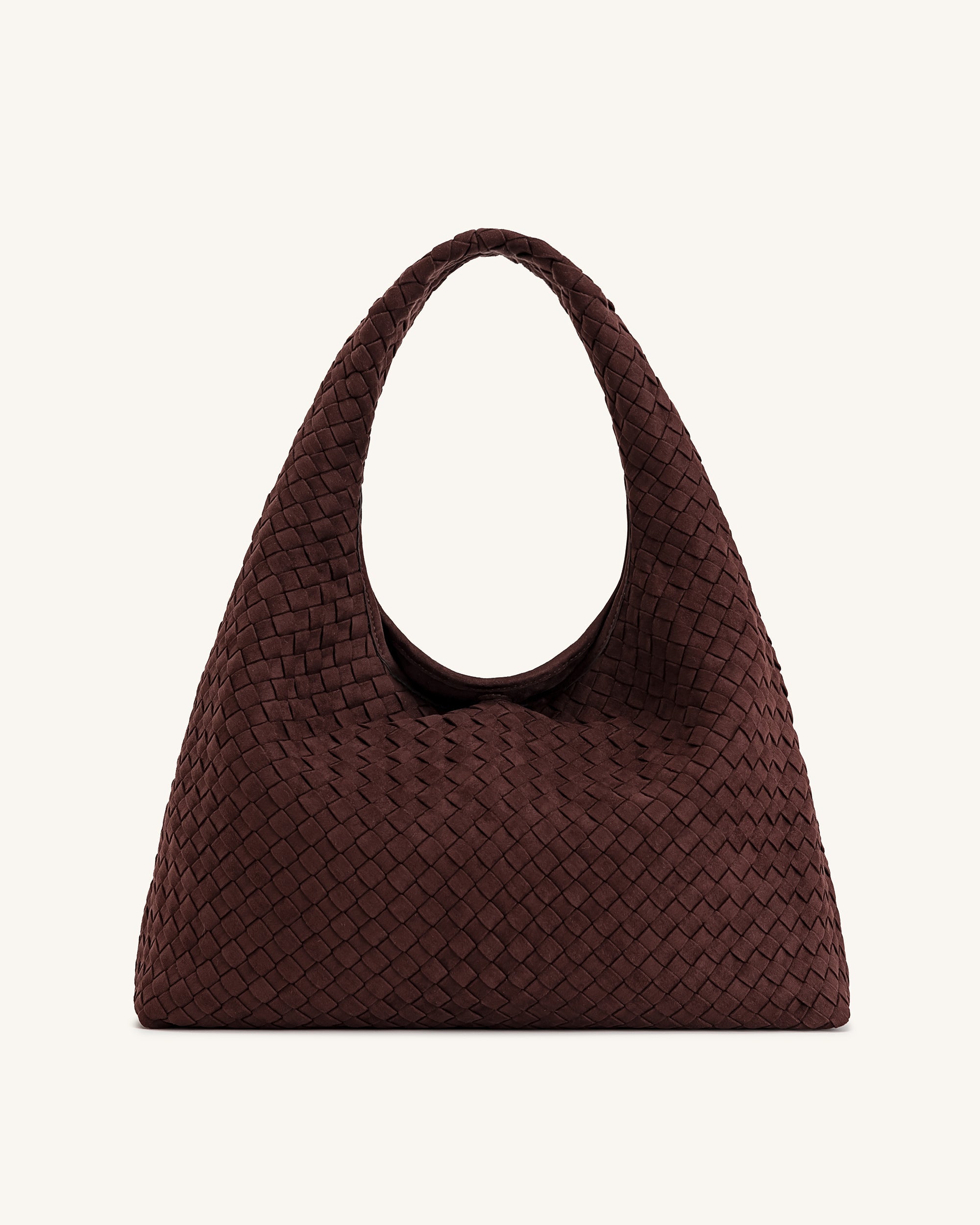 Jw Pei Laura Faux Suede Woven Shoulder Bag Dark Brown