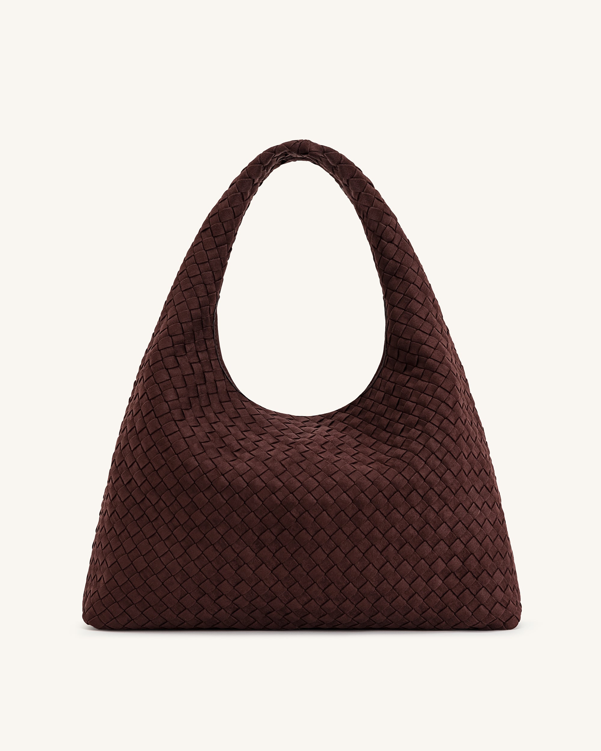 Jw Pei Laura Faux Suede Woven Shoulder Bag Dark Brown