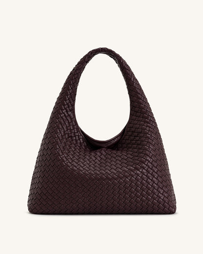 Jw Pei Laura Woven Shoulder Bag Deep Burgundy
