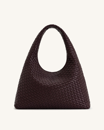 Jw Pei Laura Woven Shoulder Bag Deep Burgundy