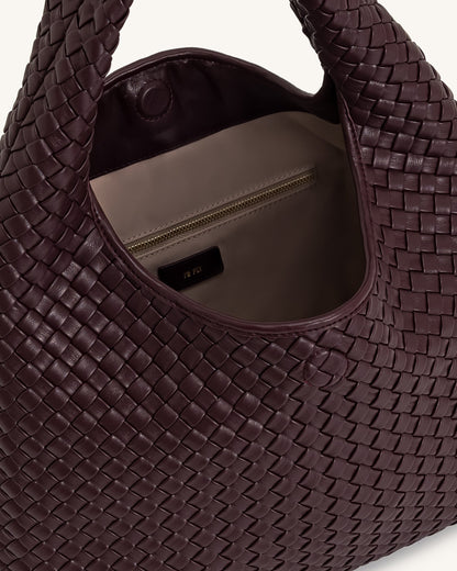 Jw Pei Laura Woven Shoulder Bag Deep Burgundy