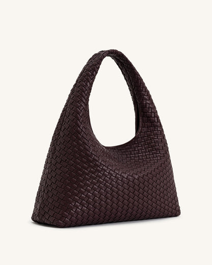 Jw Pei Laura Woven Shoulder Bag Deep Burgundy