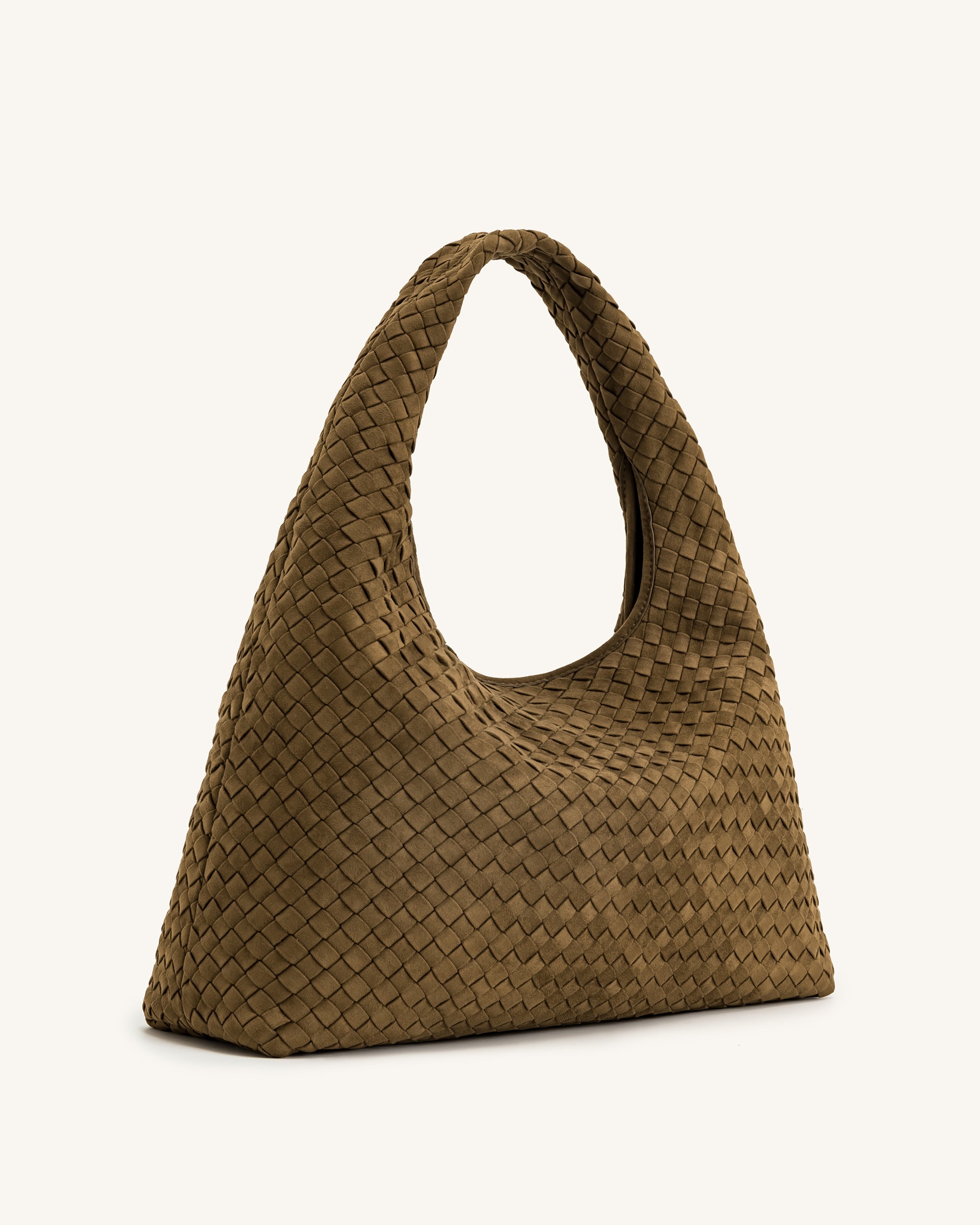 Jw Pei Laura Faux Suede Woven Shoulder Bag Olive Green