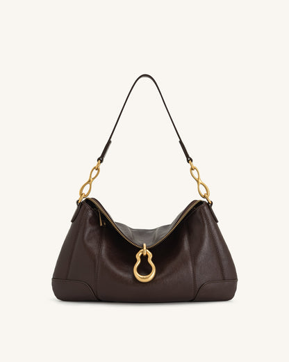 Jw Pei Jayla Metal Pendant Embellished Shoulder Bag Dark Brown
