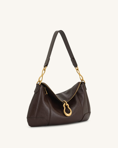 Jw Pei Jayla Metal Pendant Embellished Shoulder Bag Dark Brown