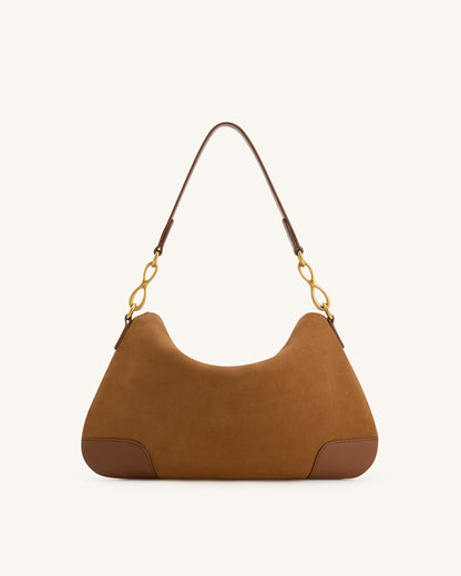 Jw Pei Jayla Faux Suede Metal Pendant Embellished Shoulder Bag Brown