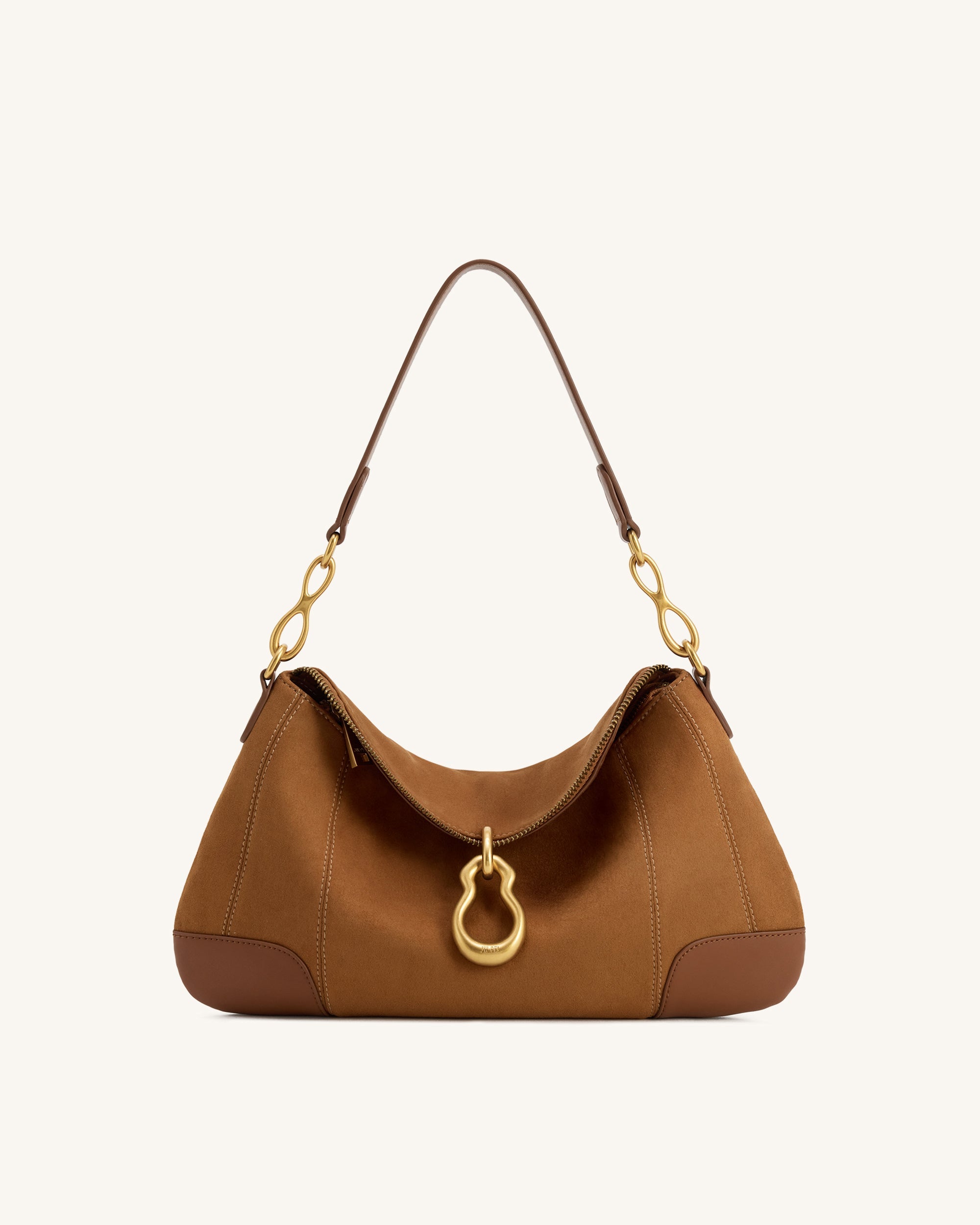 Jw Pei Jayla Faux Suede Metal Pendant Embellished Shoulder Bag Brown
