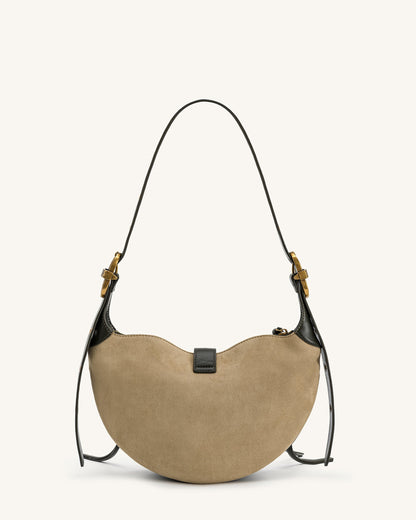 Jw Pei Tessa Faux Suede Studded Shoulder Bag Khaki Green