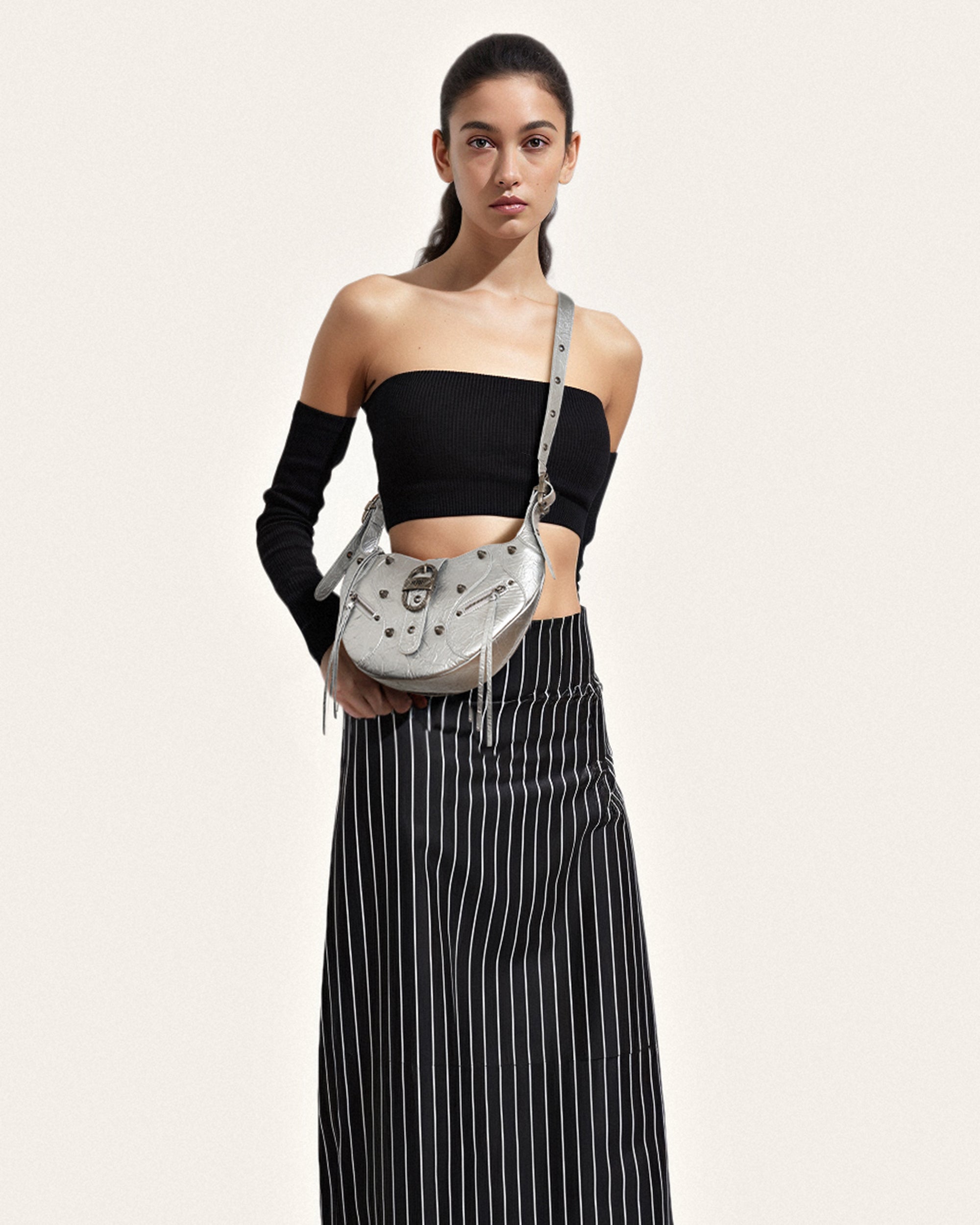 Jw Pei Tessa Metallic Pleating Shoulder Bag Silver