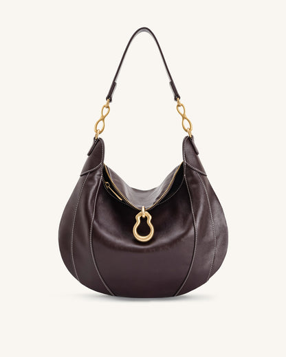 Jw Pei Daria Metal Pendant Embellished Shoulder Bag Dark Brown