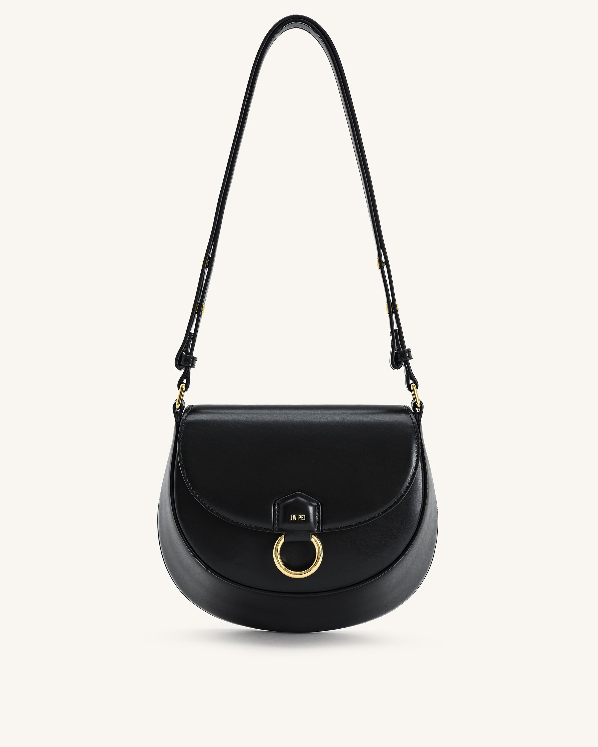 Jw Pei Diana Ring Flap Saddle Bag Black