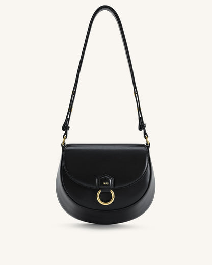 Jw Pei Diana Ring Flap Saddle Bag Black