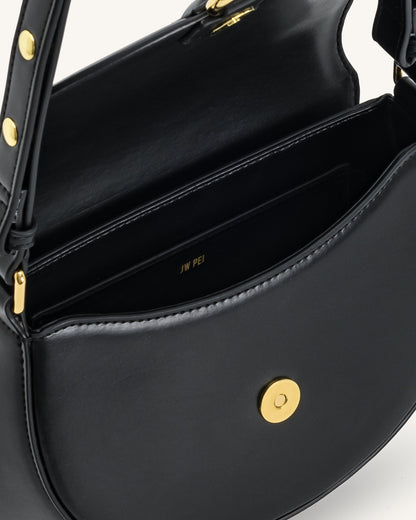 Jw Pei Diana Ring Flap Saddle Bag Black