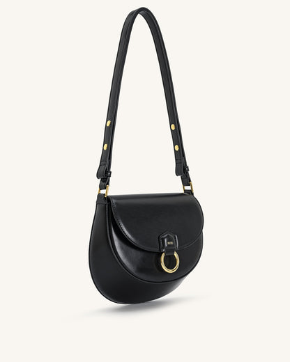 Jw Pei Diana Ring Flap Saddle Bag Black