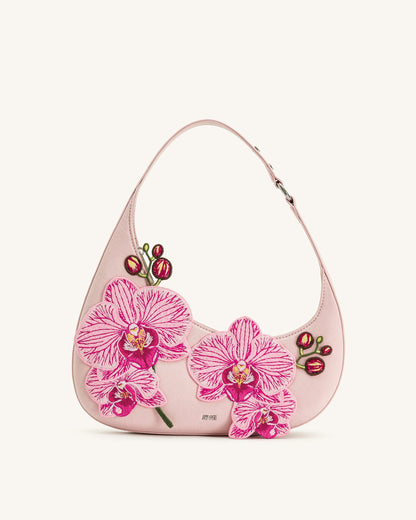 Jw Pei Harlee Orchid Embroidered Shoulder Bag Pink