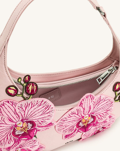 Jw Pei Harlee Orchid Embroidered Shoulder Bag Pink
