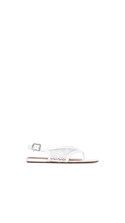 Alaïa Fishnet Thong Sandals In Patent Calfskin