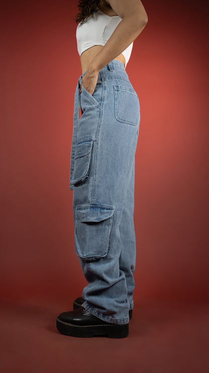 BLUE DENIM WOMEN'S CARGO