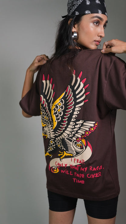 EAGLE EYE BROWN WOMEN’S OVERSIZED T-SHIRT