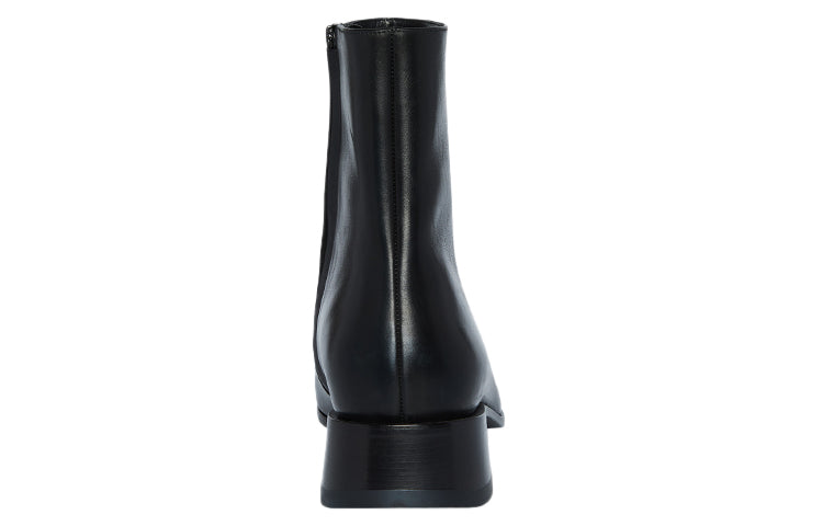 Balenciaga Square Toe Leather Ankle Boot Black