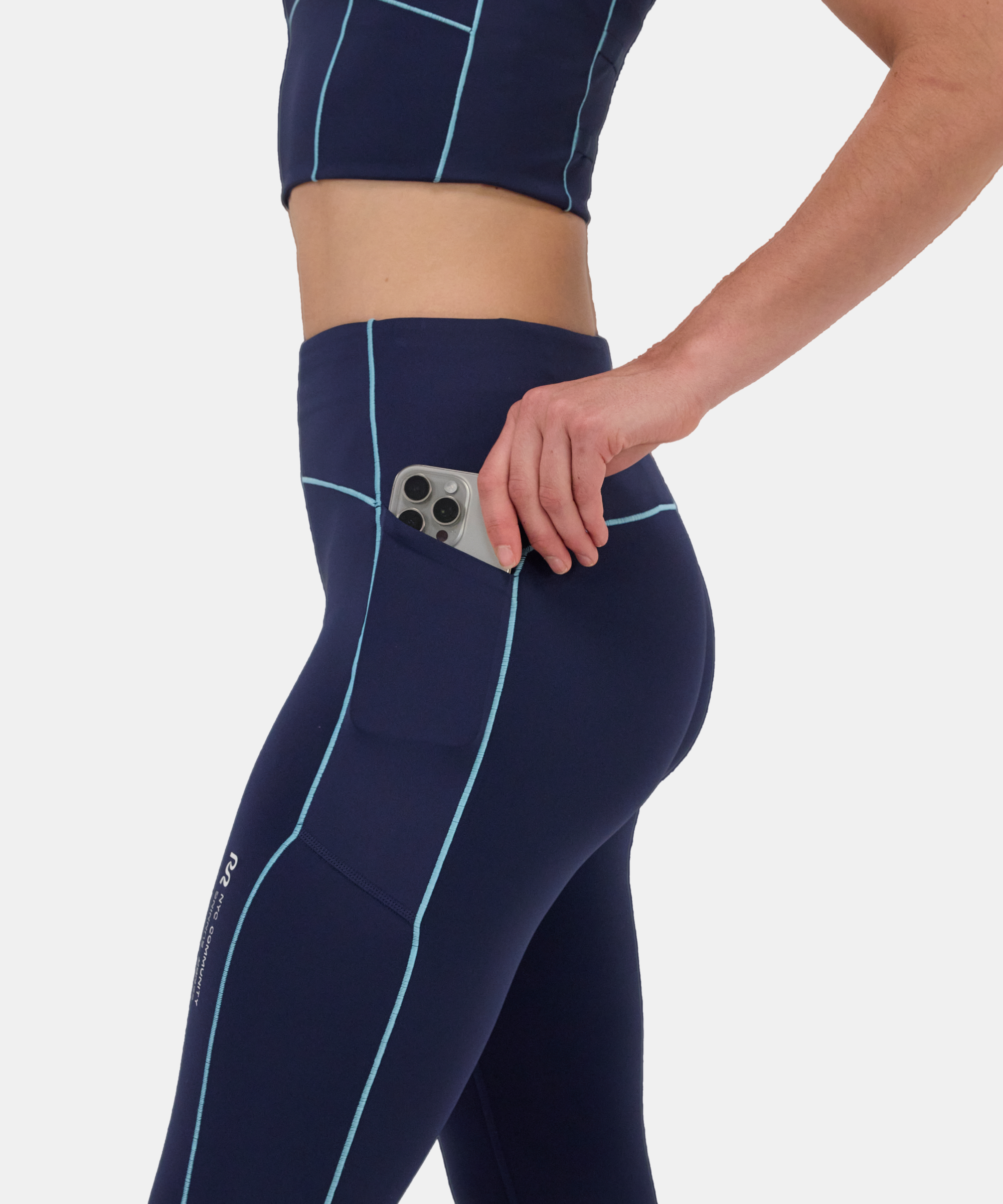 Bandit Stamina Pop Stitch High Waist Leggings Ny Navy Vintage Blue