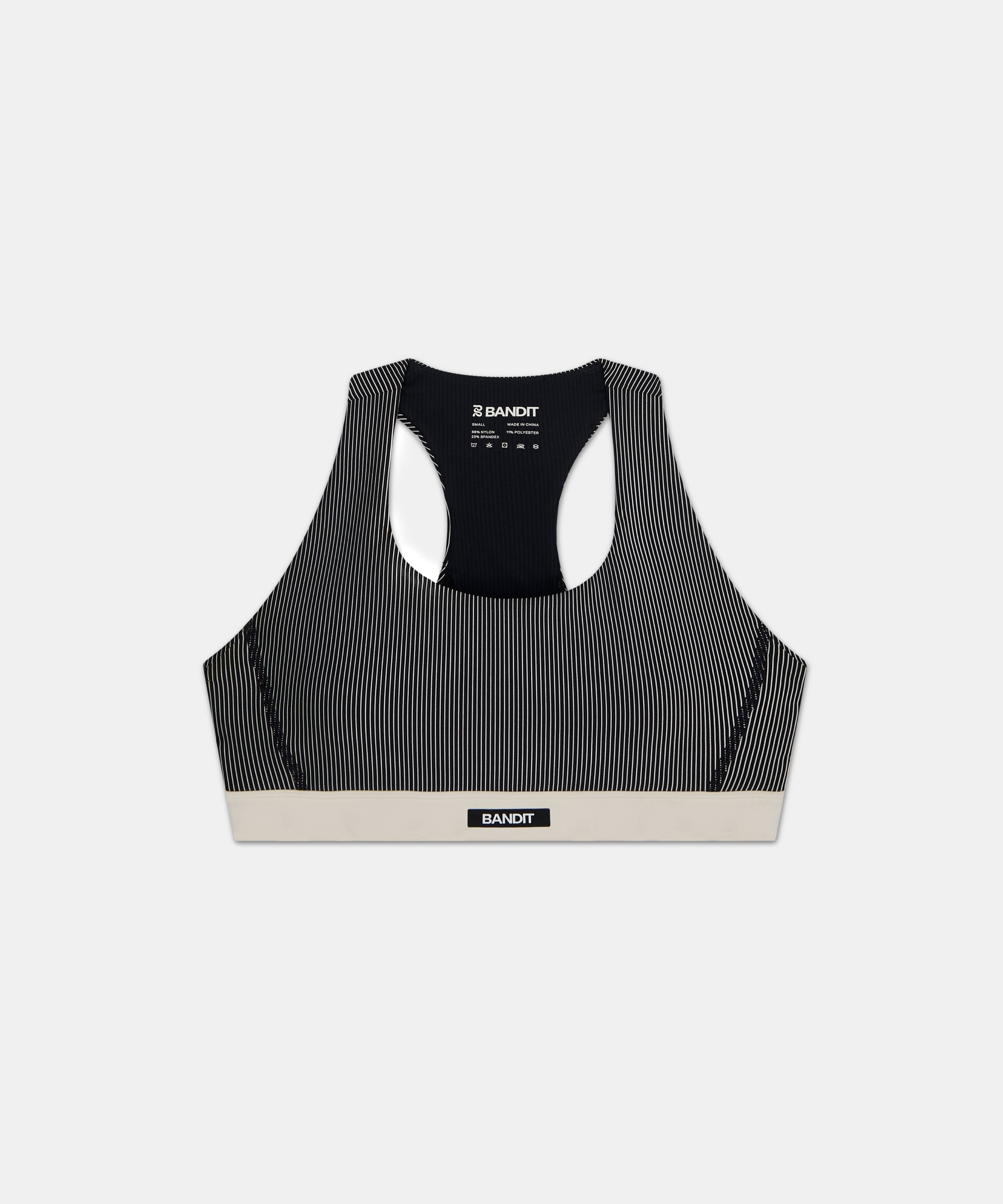 Bandit Striped Cadence Run Bra Black With Chalk