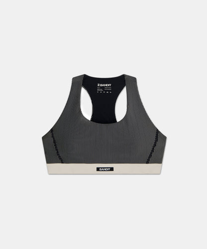 Bandit Striped Cadence Run Bra Black With Chalk
