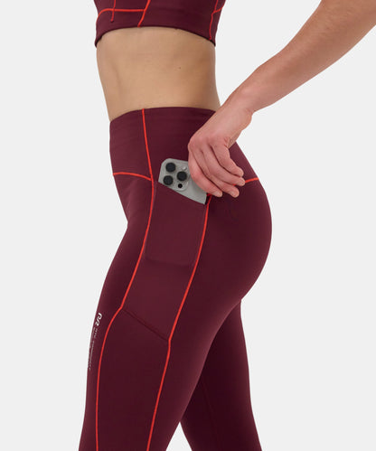 Bandit Stamina Pop Stitch High Waist Leggings Fig Intense Red