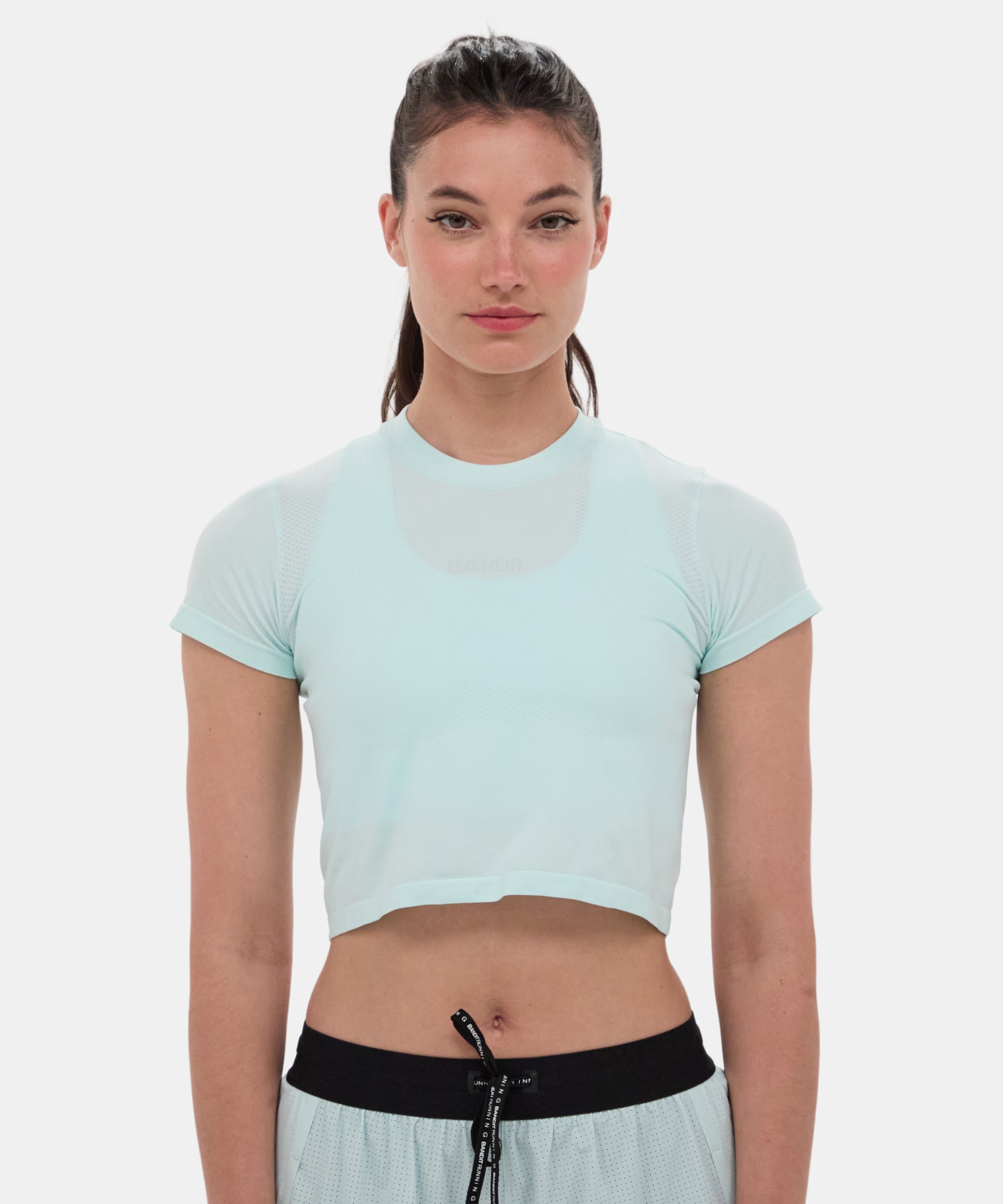 Bandit Womens Mercury Seamless Crop Tee Minty Blue