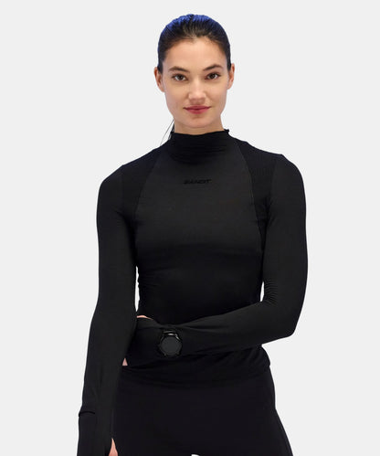 Bandit Womens Auragrid Mockneck Performance Top Black