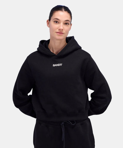 Bandit Womens Stitch Logo Cropped Hoodie Black