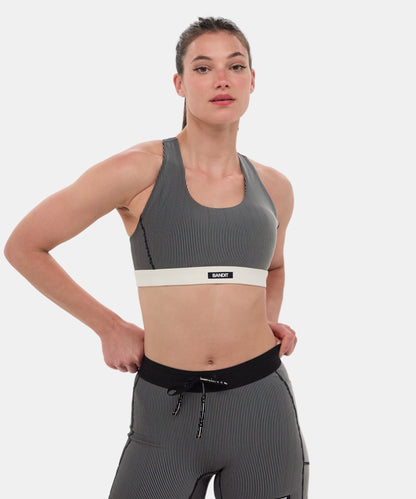 Bandit Striped Cadence Run Bra Black With Chalk