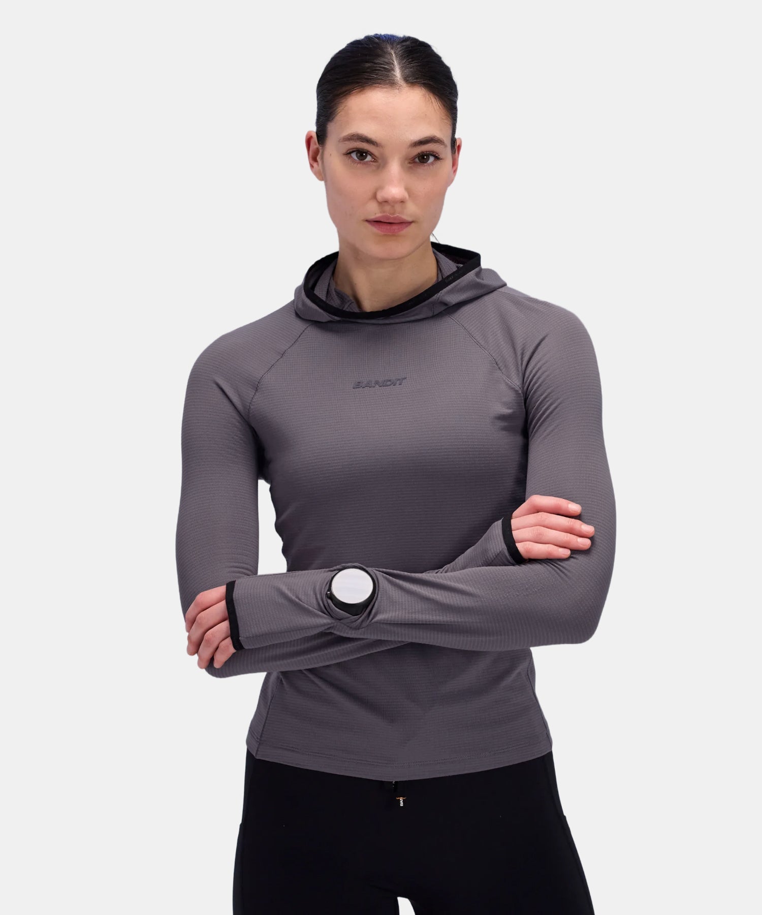 Bandit Womens Auragrid Hooded Performance Top Haze