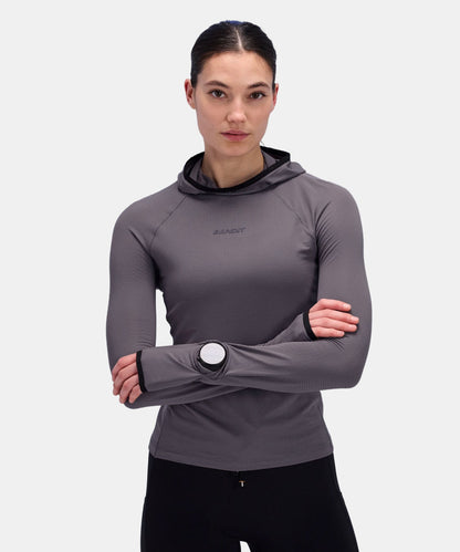 Bandit Womens Auragrid Hooded Performance Top Haze
