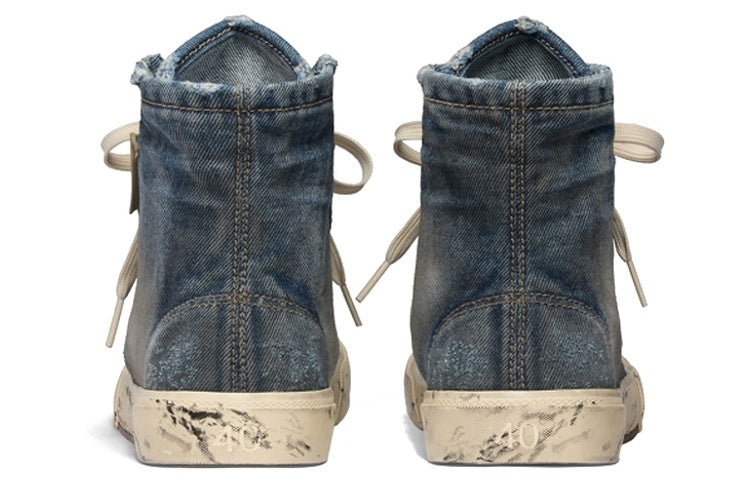 Balenciaga Paris High Top Blue Destroyed Denim